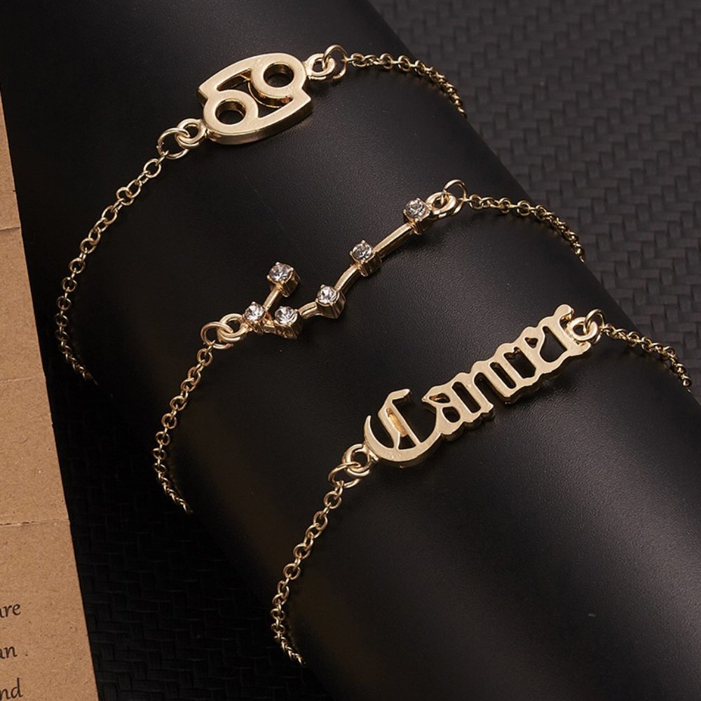 🆕Cancer 3-Piece Dainty Layer Chain Bracelets